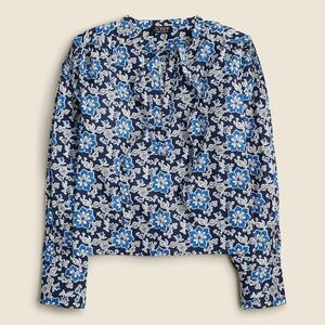J.Crew V-Neck Tie Top in Floral Cotton-Blend Dobby Women’s M